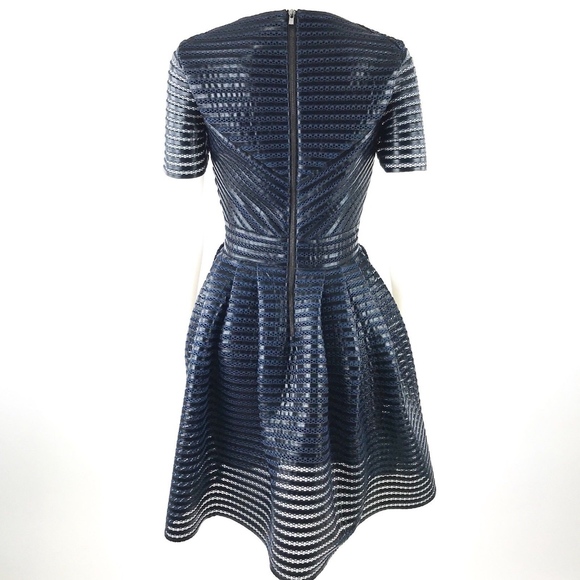 Maje Roybridge Blue Black Ribbon Mesh Dress - Picture 5 of 8
